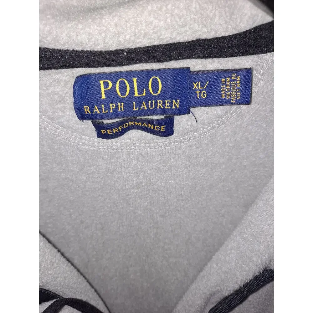 Polo Ralph Lauren White with Black Trim Fleece‎ Performance Top Size XL